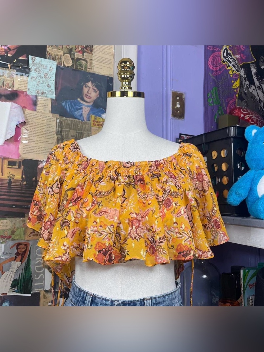 Floral Off Shoulder Crop Top